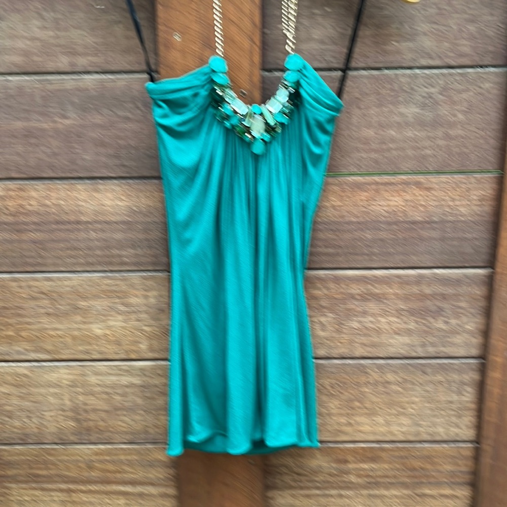 Sky green embellished halter